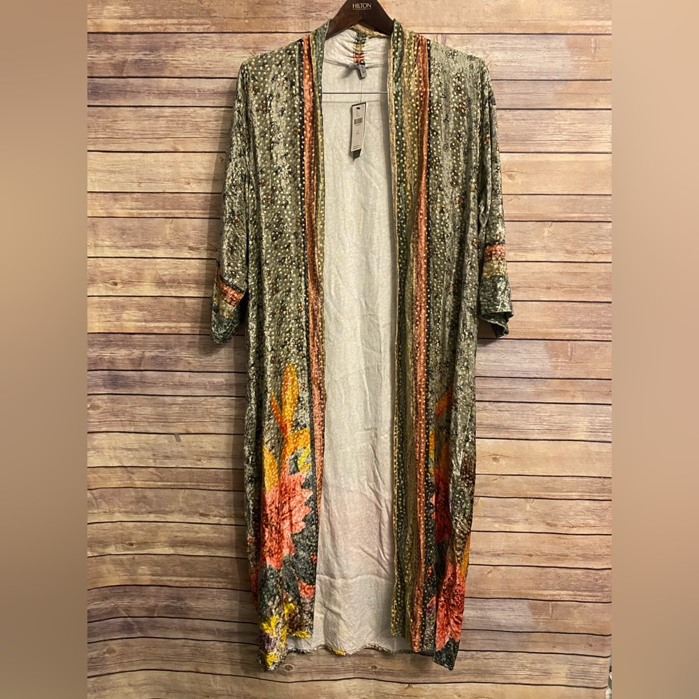 Blank london duster floral kimono cardigan velour one size anthropologie